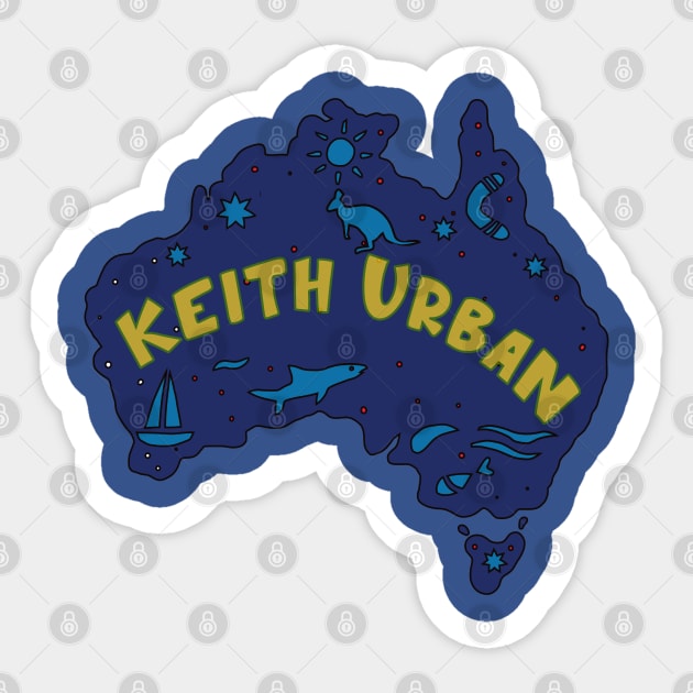 AUSSIE MAP KEITH URBAN Sticker by elsa-HD